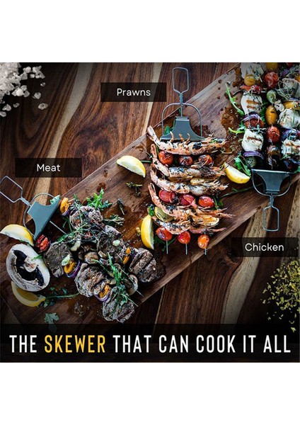 Barbekü Izgarası Için 3 Çatallı Paslanmaz Çelik Şiş Seti, Itme Çubuğu Kaydırıcısı ile Kolay Yiyecek Çıkarma (Yurt Dışından) indirimleri