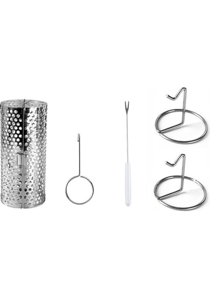 Barbekü Tekerlekli Izgara Sepeti Barbekü Ağı Tüp Izgara Sepeti Açık Barbekü Izgarası Seyahat Kamp Piknik Barbekü Aksesuarları-B (Yurt Dışından)