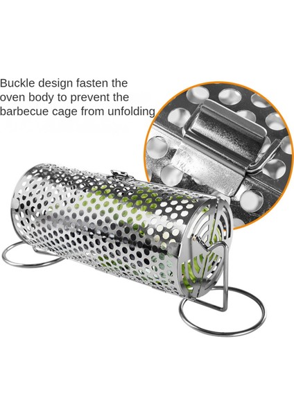Barbekü Tekerlekli Izgara Sepeti Barbekü Ağı Tüp Izgara Sepeti Açık Barbekü Izgarası Seyahat Kamp Piknik Barbekü Aksesuarları-B (Yurt Dışından) modelleri