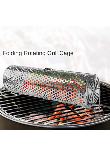 Barbekü Tekerlekli Izgara Sepeti Barbekü Ağı Tüp Izgara Sepeti Açık Barbekü Izgarası Seyahat Kamp Piknik Barbekü Aksesuarları-B (Yurt Dışından) fırsatları