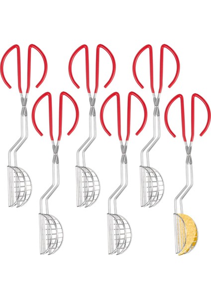 Kırmızı Plastik Klipsli 6 Adet Paslanmaz Çelik Taco Kabuğu Maşası, Ev Yapımı Tortilla Kabukları Taco Kabukları Yapımı Için Taco Presi (Yurt Dışından)