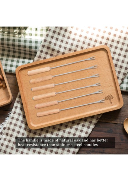 Paslanmaz Çelik Renk Kodlu Çikolata Çeşmesi Peynir Fondü Çatalları Meşe Ağacı Saplı Isıya Dayanıklı, Şişli Hatmi Kızartma Çubukları, 9,5 Inç (Yurt Dışından) indirimleri