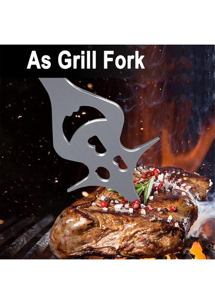 6'sı 1 Arada Barbekü Çatalı Paslanmaz Çelik Çok Işlevli Iki Dişli Meyve Sebze Et Barbekü Izgarası Açık Hava Kamp B (Yurt Dışından) modelleri