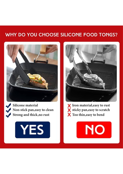 Adet Silikon Mutfak Maşası 11 Inç Mutfak Maşası Silikon Uçlu Yemek Pişirme Servis Maşası Tost Maşası Salata Maşası B (Yurt Dışından) modelleri