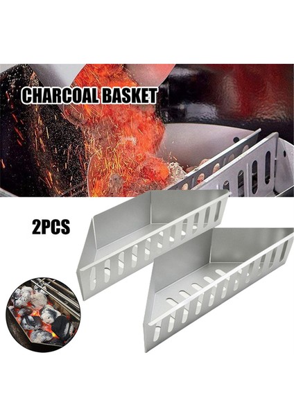 Kömür Sepeti Paslanmaz Çelik Kömür Tutucu, Kömür Kabı Konturlu Karbon Briket Izgara Sepetleri (2 Adet) (Yurt Dışından) fiyatları