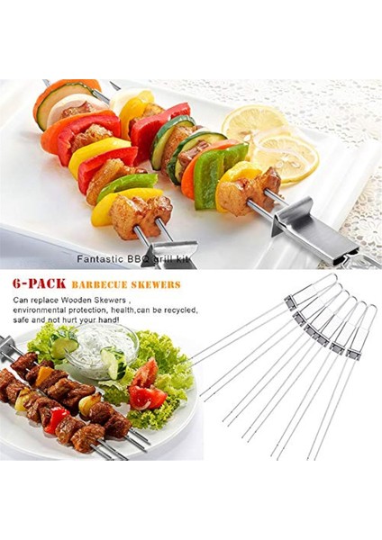 Barbekü Metal Şişler, Kamp Veya Ev Kullanımı Için Paslanmaz Çelik Şişler, Çubuklar, Tavuk, Sosis ve Dana Eti Için Yeniden Kullanılabilir Şişler (Yurt Dışından) fırsatları