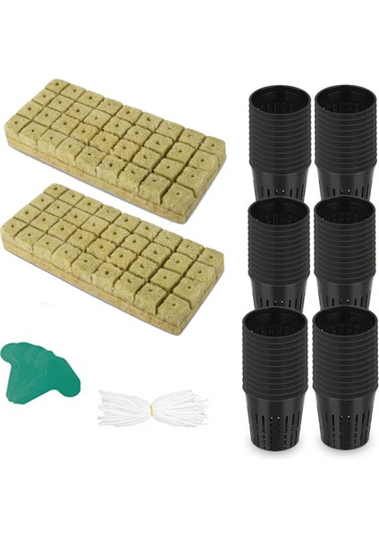 72 Set Bitki Pamuğu Küpleri ve File Saksılar, 1,2x1,2x1,5 Inç Bitki Pamuğu 72 Fiş ve Hidroponik Için 72 Paket 1,9 Inç File Bardak (Yurt Dışından)