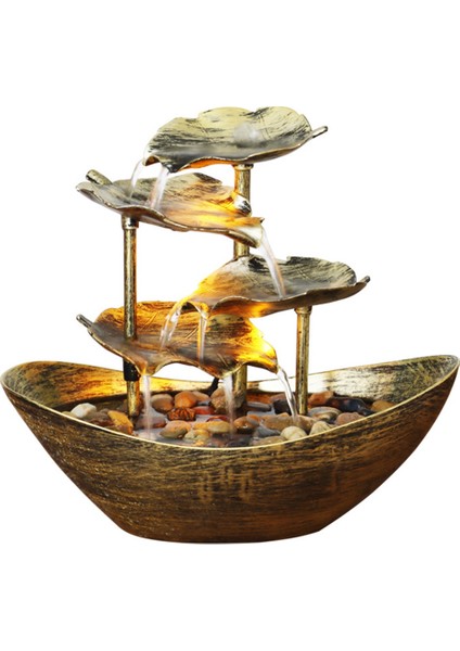 Ev Ofis Odası Masaüstü Dekorasyonu Için Rahatlatıcı Iç Mekan Şelale Çeşmesi Masaüstü Su Çeşmesi LED Işığı (Yurt Dışından)