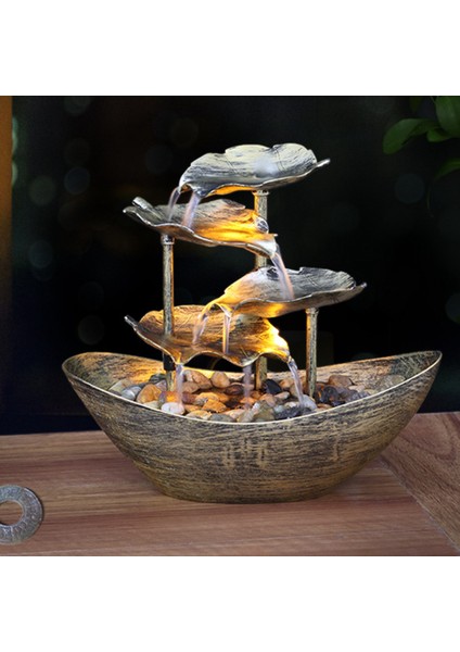 Ev Ofis Odası Masaüstü Dekorasyonu Için Rahatlatıcı Iç Mekan Şelale Çeşmesi Masaüstü Su Çeşmesi LED Işığı (Yurt Dışından) fiyatları