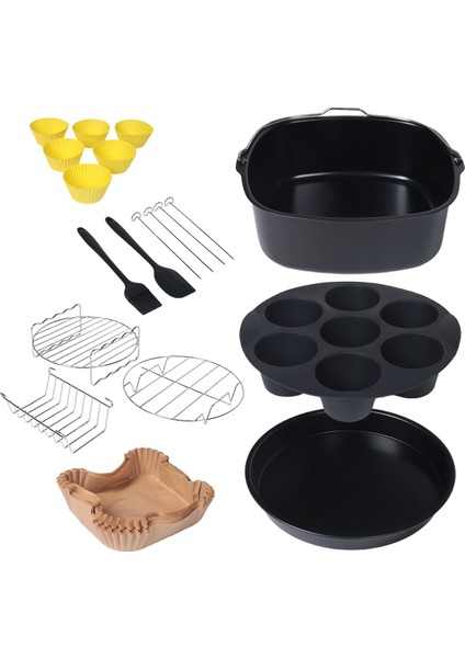 Instant Vortex Plus, Cosorı 6.4l, Tefal Xxl 6.2l, Breville ve Çoğu 5.7l Hava Fritözü Için Kare Hava Fritözü Aksesuarları (Yurt Dışından) modelleri