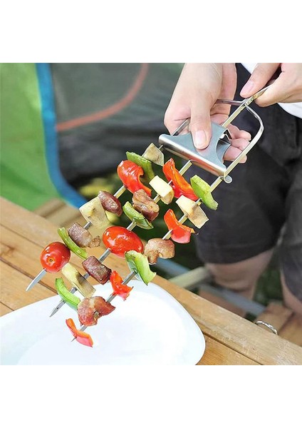 Barbekü Şişleri, Barbekü Için 3 Çatallı Düz Uzun Metal Şişler, Barbekü Için Yeniden Kullanılabilir Çubuklar, Açık Hava (Yurt Dışından) fiyatları