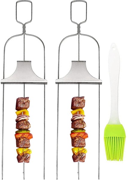 Barbekü Şişleri, Barbekü Için 3 Çatallı Düz Uzun Metal Şişler, Barbekü Için Yeniden Kullanılabilir Çubuklar, Açık Hava (Yurt Dışından) modelleri