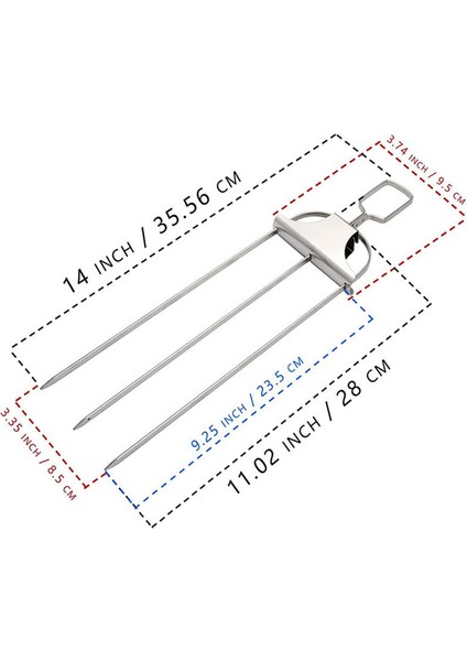 Barbekü Şişleri, Barbekü Için 3 Çatallı Düz Uzun Metal Şişler, Barbekü Için Yeniden Kullanılabilir Çubuklar, Açık Hava (Yurt Dışından) fırsatları