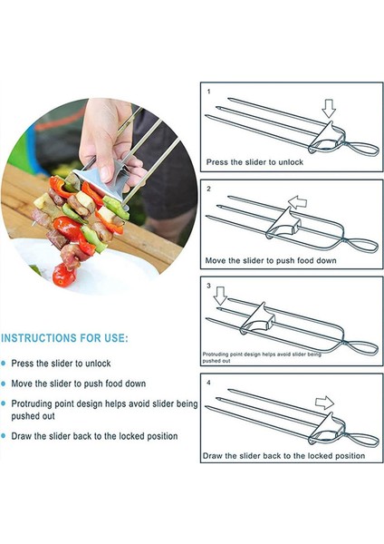 Barbekü Şişleri, Barbekü Için 3 Çatallı Düz Uzun Metal Şişler, Barbekü Için Yeniden Kullanılabilir Çubuklar, Açık Hava (Yurt Dışından) indirimleri