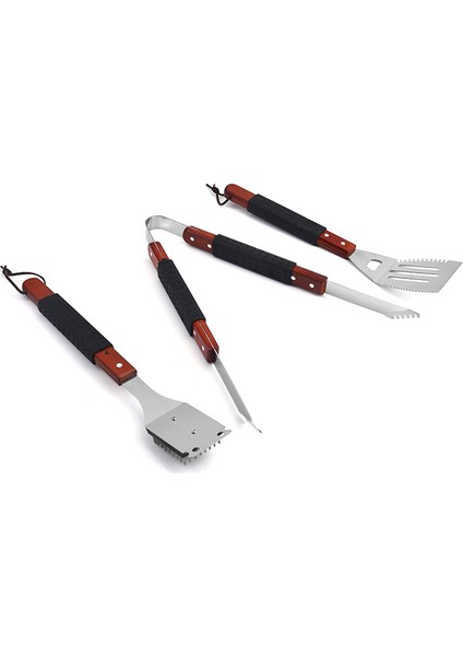 Barbekü Spatula Temizleme Fırçası Barbekü Klips Seti, Kauçuk ve Plastik Kılıf, Ahşap Saplı Izgara Seti (Yurt Dışından)