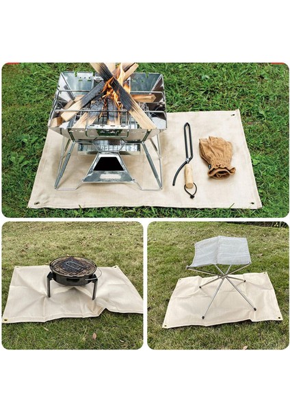 Açık Hava Izgarası Için Ateş Çukuru Izgara Matları 100X80CM, Açık Hava Piknik Yangına Dayanıklı Mat Güverte Çim Koruyucu (Yurt Dışından) fırsatları