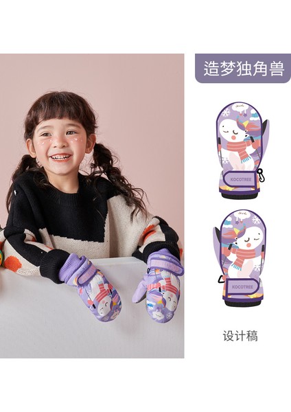 Çocuk Kayak Eldiveni Sonbahar-Kış Fırçalı Kalın Isıtmalı Eldiveni (Yurt Dışından)