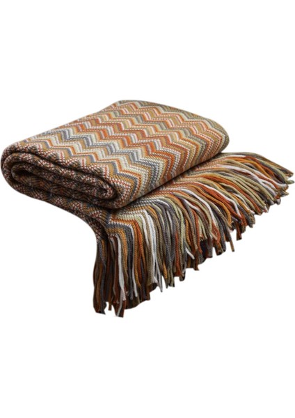 Ev Boho Kanepe Yataklı Kanepe Battaniyesi Çiftlik Evi Kır Evi Dekoru Püsküllü Yumuşak Sıcak Rahat Örgü Battaniye Stil B (Yurt Dışından)