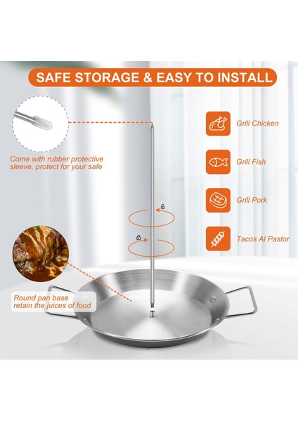 Al Pastor Izgara Şişi, Paslanmaz Çelik Dikey Şiş, 3 Çıkarılabilir Çivili Brezilya Dikey Şiş Standı (Yurt Dışından) indirimleri