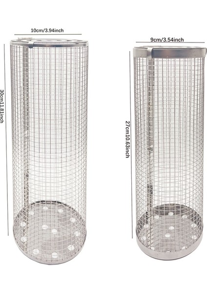 Açık Hava Izgara Barbeküsü Için Tekerlekli Izgara Sepetleri Büyük Paslanmaz Çelik Örgü Ağ Boru Yuvarlak Kafes Tel Barbekü Silindiri (Yurt Dışından) fiyatları