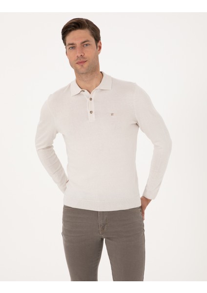 Erkek Taş Slim Fit Polo Yaka Basic Triko Kazak 50314189-VR049 modelleri