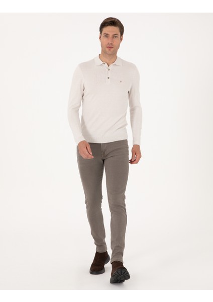 Erkek Taş Slim Fit Polo Yaka Basic Triko Kazak 50314189-VR049 fırsatları