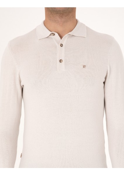 Erkek Taş Slim Fit Polo Yaka Basic Triko Kazak 50314189-VR049
