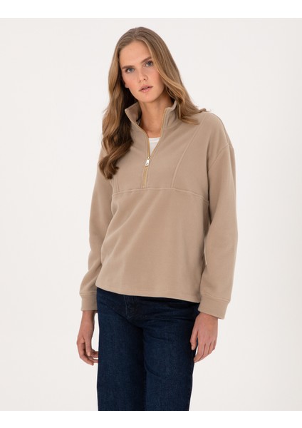Kadın Bej Comfort Fit Sweatshirt 50314954-VR011