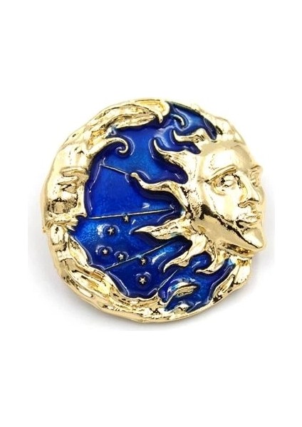 Güneş Ay Broş - Altın