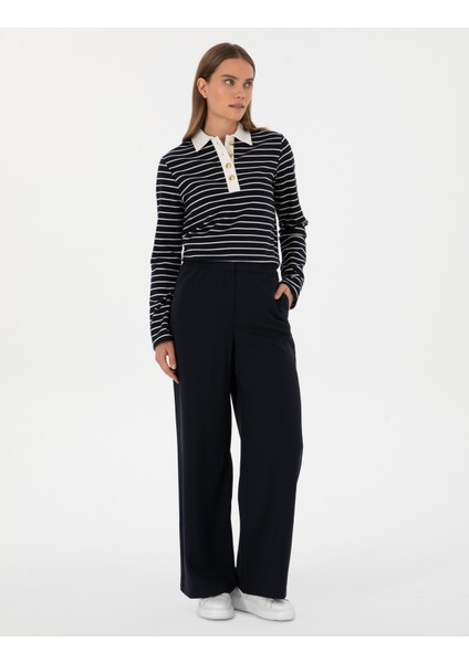 Kadın Lacivert Loose Fit Kanvas Pantolon 50314119-VR033