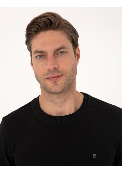 Erkek Siyah Slim Fit Bisiklet Yaka Basic Triko Kazak 50314192-VR046 fiyatları