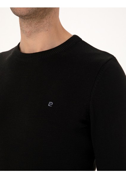 Erkek Siyah Slim Fit Bisiklet Yaka Basic Triko Kazak 50314192-VR046