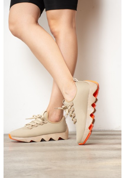 Günlük Kadın Sneaker Spor Ayakkabı Bağcıklı Triko Tırtıklı Kalın Taban Hafif Rahat Esnek Hava Alabilen 300 fiyatları