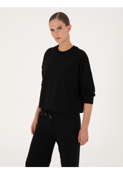 Kadın Siyah Oversize Sweatshirt 50314963-VR046