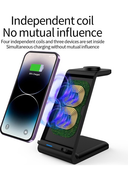 3'ü 1 Arada Kablosuz Şarj Cihazı Saat Kulaklık Çok Işlevli Kullanışlı (Yurt Dışından)