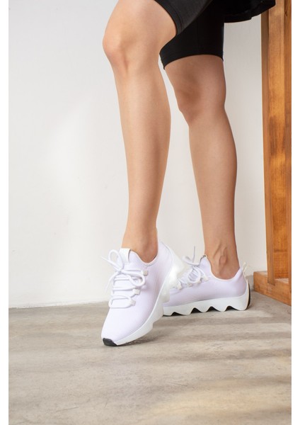 Günlük Kadın Sneaker Spor Ayakkabı Bağcıklı Triko Tırtıklı Kalın Taban Hafif Rahat Esnek Hava Alabilen 300 fiyatları