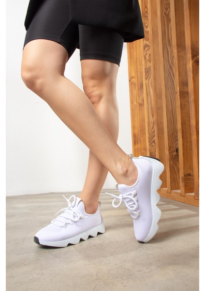 Günlük Kadın Sneaker Spor Ayakkabı Bağcıklı Triko Tırtıklı Kalın Taban Hafif Rahat Esnek Hava Alabilen 300 modelleri