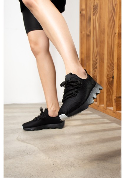 Günlük Kadın Sneaker Spor Ayakkabı Bağcıklı Triko Tırtıklı Kalın Taban Hafif Rahat Esnek Hava Alabilen 300 fırsatları