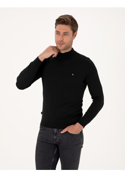 Erkek Siyah Slim Fit Yarım Balıkçı Yaka Basic Triko Kazak 50314176-VR046 modelleri