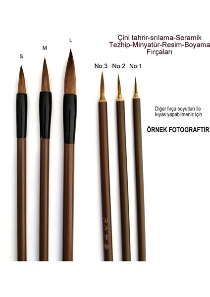 Tahrir Fırçası Seti Büyük Boy Çini, Vazo, Seramik, Sırlama, Suluboya, Çizim, Resim-üç Boy,3 Adet