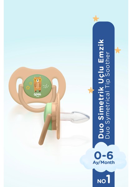 Duo Simetrik Uçlu Emzik 0-6 Ay No:1 fırsatları