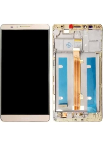 Huawei Uyumlu Mate 7 LCD Ekran Dokunmatik Gold Çıtalı