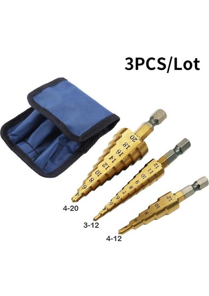 3 Adet/takım Titanyum Kaplamalı Metal Altıgen Çekirdek Matkap Uçları Hss Yüksek Hızlı Çelik Kademeli Matkap Ucu Konik Delik Ahşap Pvc Kesici Konik Metrik (Yurt Dışından) fiyatları