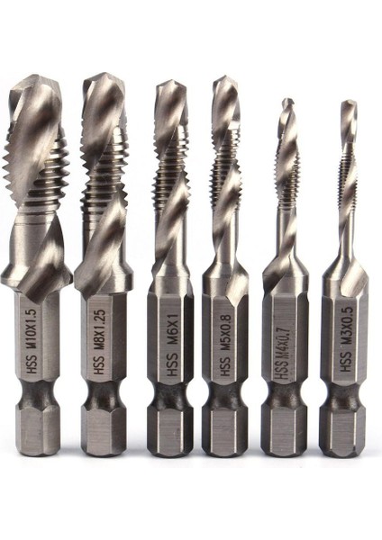 6 Adet M3M10 Vida Musluğu Matkap Uçları Hss Muslukları Havşa Açma Çapak Alma Seti Metrik Kombinasyon Ucu Yüksek Hızlı Çelik Hızlı Değıştirme Altıgen (Yurt Dışından)