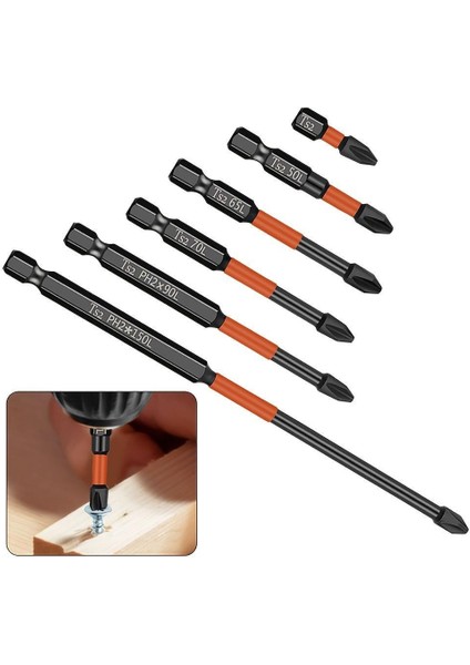 6 Adet Endüstriyel Ph2 Güçlü Manyetik Uç Seti Darbe Alaşımlı Matkap Uçları Sertlik Tornavida Uçları Tornavida Elaletler (Yurt Dışından)
