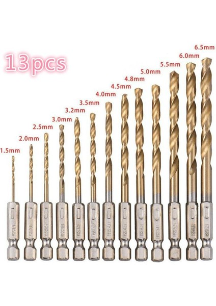 13 Adet/takım Titanyum Kaplamalı Hss Yüksek Hızlı Çelik Matkap Ucu Seti Matkap Ucu 1/4 Altıgen Saplı Uç Aletleri 15 65 mm (Yurt Dışından) fiyatları