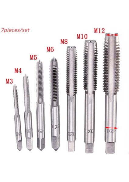 7 Adet/takım M3M12 Metrik Manuel Düz Oluklu Dişli Kılavuz Seti Metrik Manuel Kılavuz Matkap Ucu Seti Manuel Aletset (Yurt Dışından) fiyatları