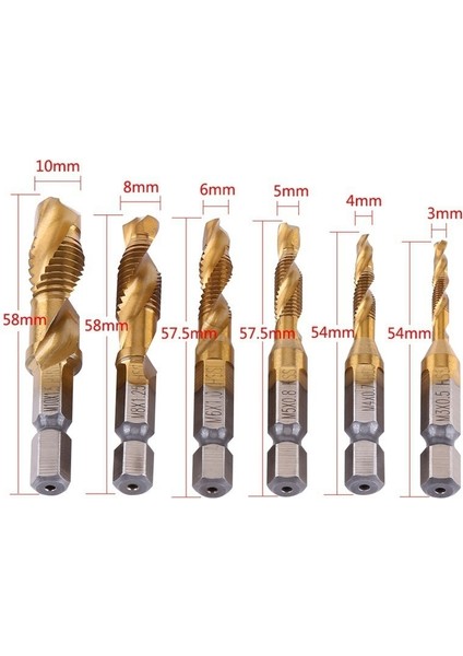 6 Adet 1/4 Altıgen Şaft Metrik Dişli M3M10 Titanyum Kaplamalı Hss Matkap ve Kılavuzbits (Yurt Dışından) fırsatları