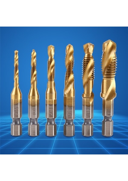 6 Adet 1/4 Altıgen Şaft Metrik Dişli M3M10 Titanyum Kaplamalı Hss Matkap ve Kılavuzbits (Yurt Dışından) indirimleri