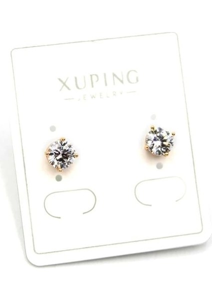 Büyük Boy Tek Taş Küpe - Altın